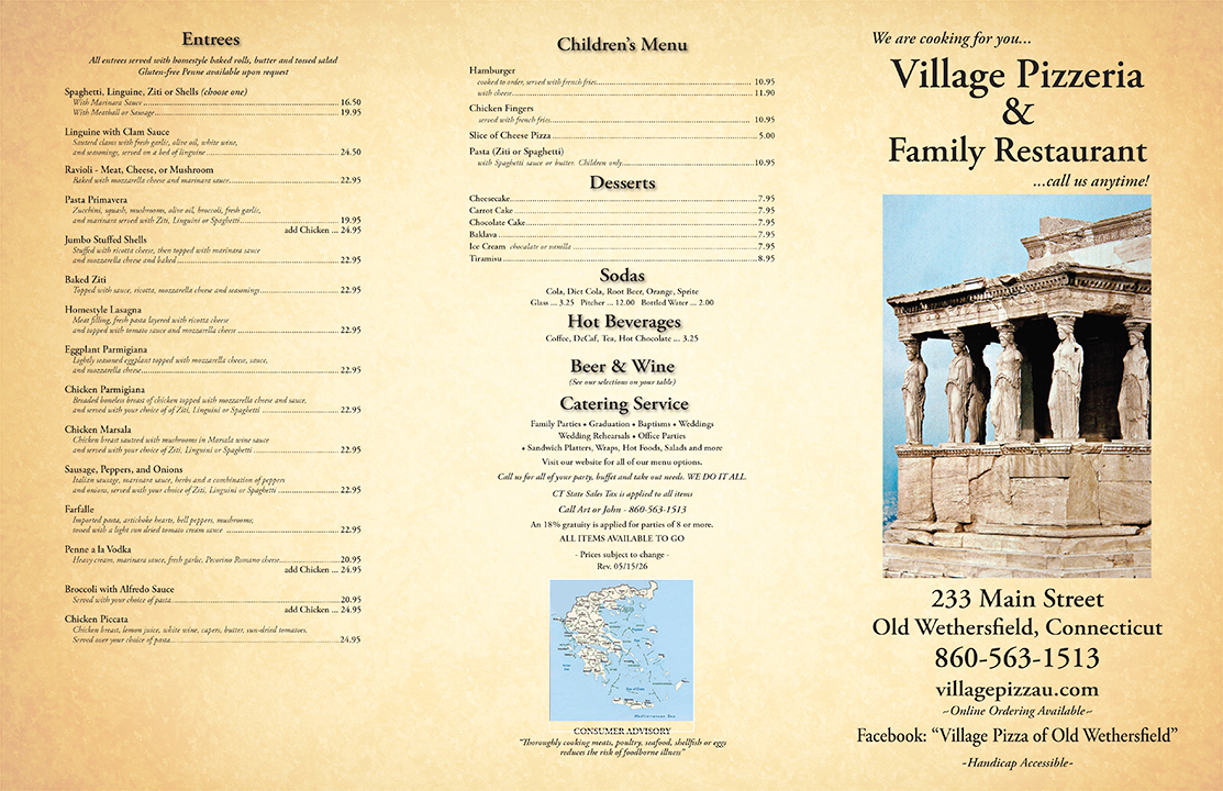 Village Pizza Restaurant, Wethersfield, CT