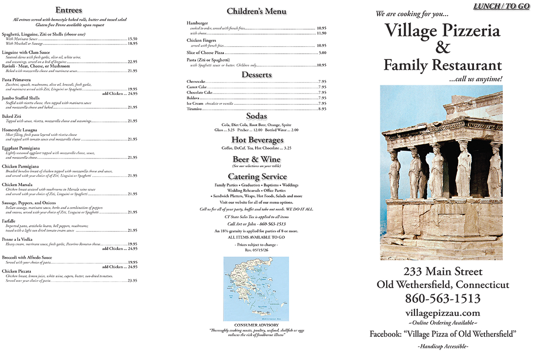 Village Pizza Restaurant, Wethersfield, CT